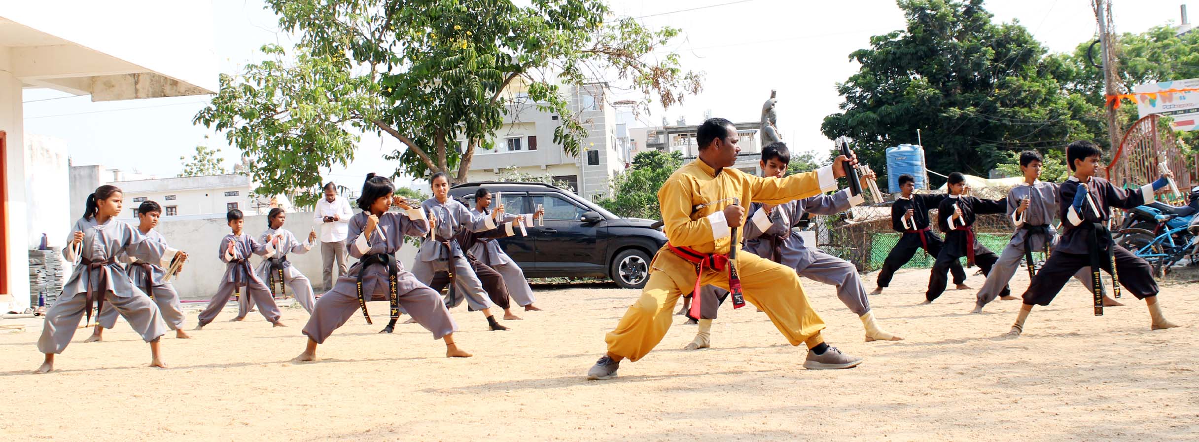 Martial arts students training